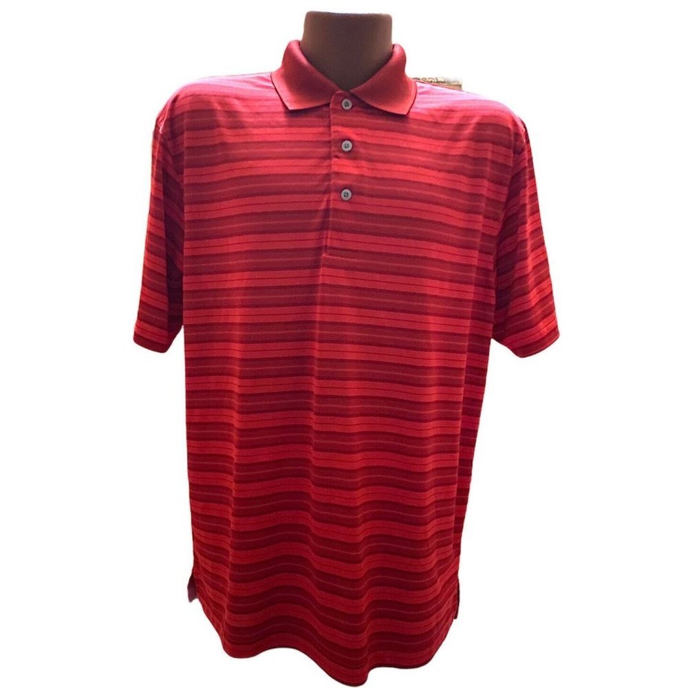 PGA‎ TOUR SHORT SLEEVE POLO GOLF SHIRT SIZE L COLOR RED STRIPE